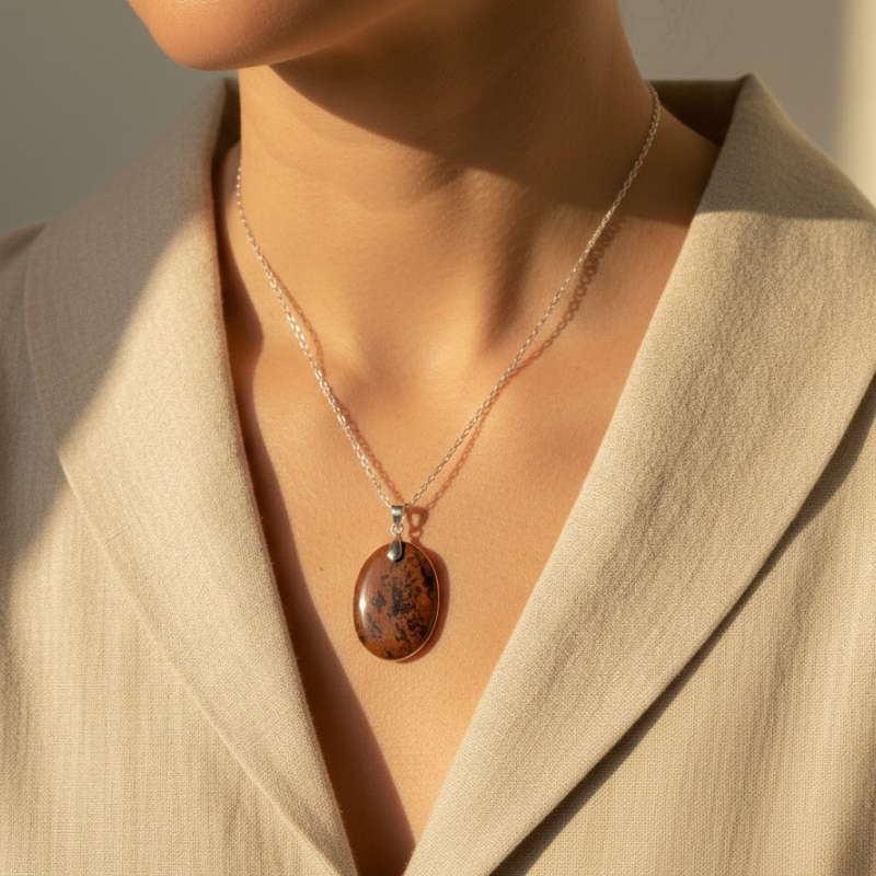 Pendentif en jaspe acajou